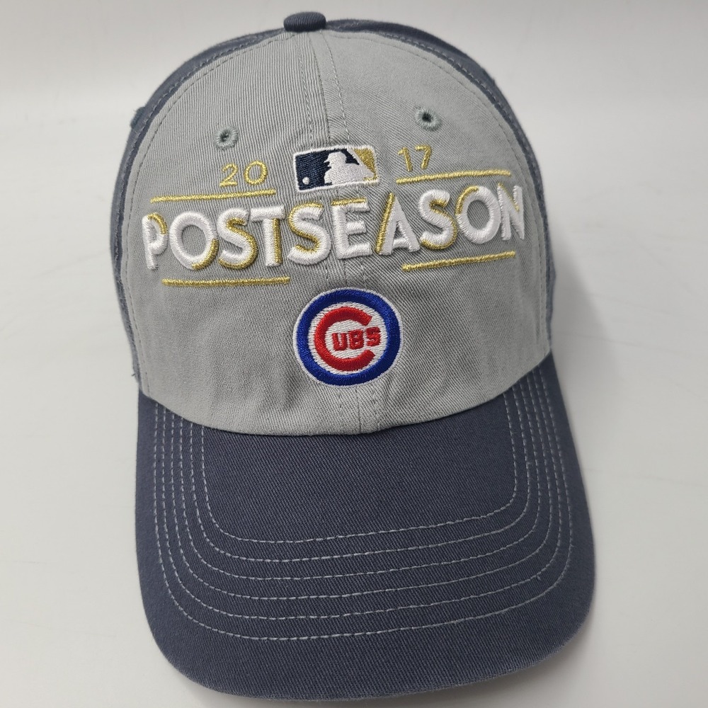 Chicago Cubs Hat Strapback 47 Brand Clean Up 2017 Postseason Gray Playoffs MLB‎